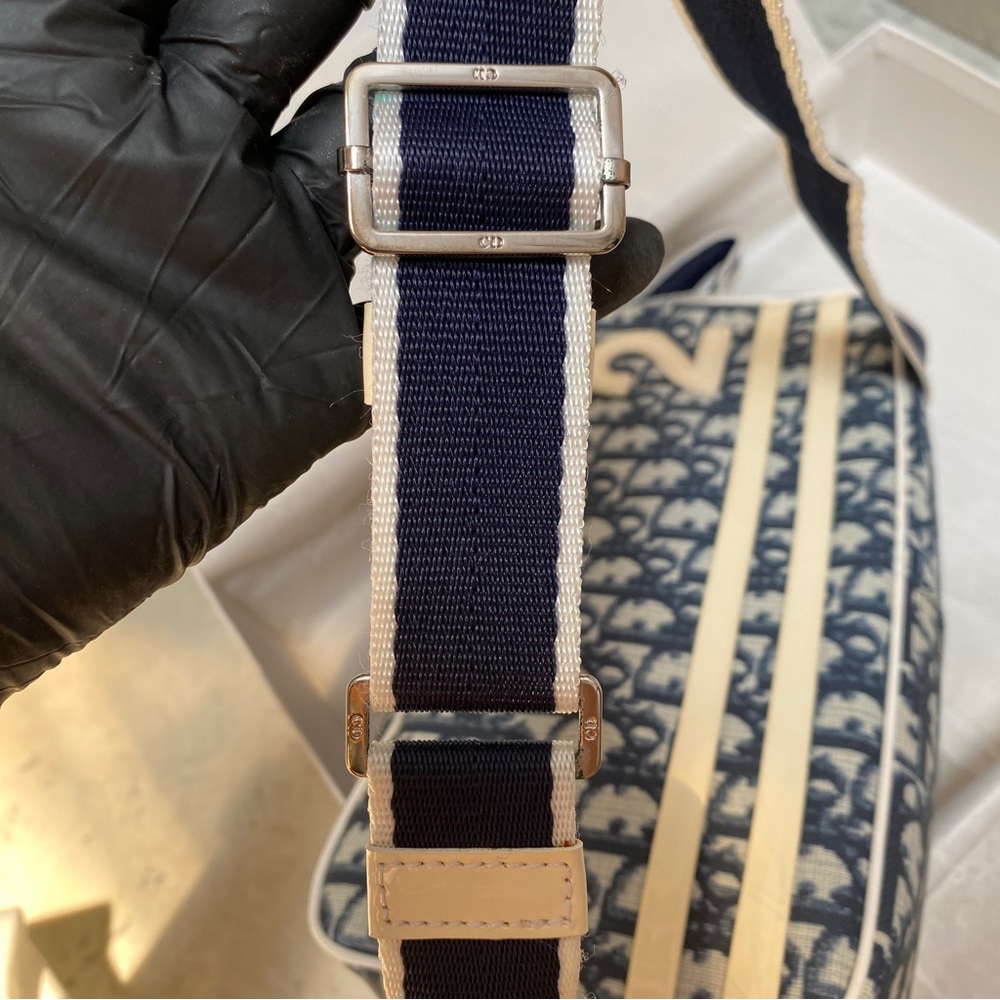 Dior Navy Blue and White Oblique Trotter Crossbody Bag with Number 2 Patch - Picture 5 of 10